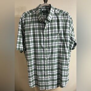 Orvis Green/White/Blue Mens Plaid Short Sleeve Shirt Size XL Classic Fit